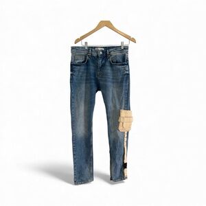 NWT Zara Men’s Denim Jeans with Tan Side Pocket Size 32